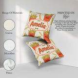 Custom Name Cute French Fries Cartoon Snack Food Cream Seamless Square Filled Cushion Throw Pillow Sofa Bed Home Decor Zip Washable UK Made
