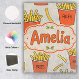 Personalised Name Cute French Fries Cartoon Custom  Bespoke Interior Contemporary Canvas Wall Art Print Decor Picture Ready to Hang