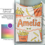 Cute French Fries Cartoon Snack Food Cream Background Seamless  Personalised Custom Name Super Soft Fleece Blanket Bed Sofa Throw