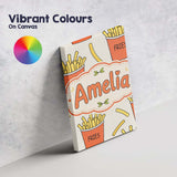 Personalised Name Cute French Fries Cartoon Custom  Bespoke Interior Contemporary Canvas Wall Art Print Decor Picture Ready to Hang