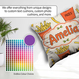 Custom Name Cute French Fries Cartoon Snack Food Cream Seamless Square Filled Cushion Throw Pillow Sofa Bed Home Decor Zip Washable UK Made