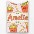 Cute French Fries Cartoon Snack Food Blush Pink Background Seamless  Personalised Custom Name Super Soft Fleece Blanket Bed Sofa Throw