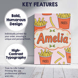 Personalised Name Cute French Fries Cartoon Custom  Bespoke Interior Contemporary Canvas Wall Art Print Decor Picture Ready to Hang