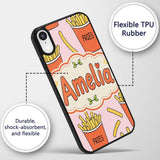 Cute French Fries Cartoon Snack Food Blush Pink Custom Name Protective Phone Case Mobile Cover Durable Everyday Smartphone Shock Resistant