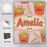 Personalised Name Cute French Fries Cartoon Custom  Bespoke Interior Contemporary Canvas Wall Art Print Decor Picture Ready to Hang