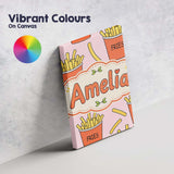 Personalised Name Cute French Fries Cartoon Custom  Bespoke Interior Contemporary Canvas Wall Art Print Decor Picture Ready to Hang
