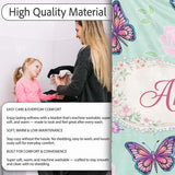 Pink Purple Butterfly Floral Teal Background Seamless Pattern Lovely  Personalised Custom Name Super Soft Fleece Blanket Bed Sofa Throw
