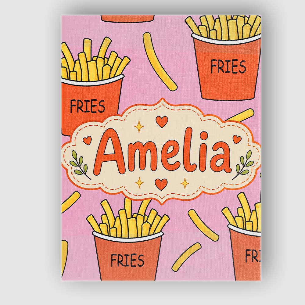 Personalised Name Cute French Fries Cartoon Custom  Bespoke Interior Contemporary Canvas Wall Art Print Decor Picture Ready to Hang