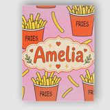 Personalised Name Cute French Fries Cartoon Custom  Bespoke Interior Contemporary Canvas Wall Art Print Decor Picture Ready to Hang