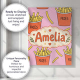 Personalised Name Cute French Fries Cartoon Custom  Bespoke Interior Contemporary Canvas Wall Art Print Decor Picture Ready to Hang