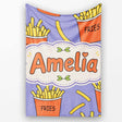 Cute French Fries Cartoon Snack Food Purple Background Seamless  Personalised Custom Name Super Soft Fleece Blanket Bed Sofa Throw