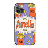 Cute French Fries Cartoon Snack Printed Design Custom Name Protective Phone Case Mobile Cover Durable Everyday Smartphone Shock Resistant