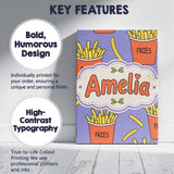 Personalised Name Cute French Fries Cartoon Custom  Bespoke Interior Contemporary Canvas Wall Art Print Decor Picture Ready to Hang