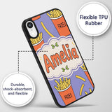 Cute French Fries Cartoon Snack Printed Design Custom Name Protective Phone Case Mobile Cover Durable Everyday Smartphone Shock Resistant