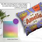 Custom Name Cute French Fries Cartoon Snack Food Purple Seamless Square Filled Cushion Throw Pillow Sofa Bed Home Decor Zip Washable UK Made