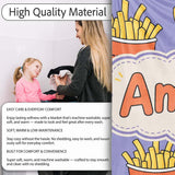 Cute French Fries Cartoon Snack Food Purple Background Seamless  Personalised Custom Name Super Soft Fleece Blanket Bed Sofa Throw