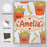 Personalised Name Cute French Fries Cartoon Custom  Bespoke Interior Contemporary Canvas Wall Art Print Decor Picture Ready to Hang