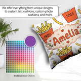 Custom Name French Fries Cartoon Snack Food Light Grey Seamless Square Filled Cushion Throw Pillow Sofa Bed Home Decor Zip Washable UK Made