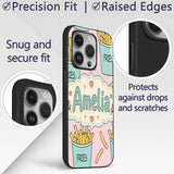 Cute French Fries Cartoon Snack Seamless Pattern Custom Name Protective Phone Case Mobile Cover Durable Everyday Smartphone Shock Resistant