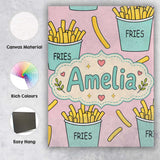 Personalised Name Cute French Fries Cartoon Custom  Bespoke Interior Contemporary Canvas Wall Art Print Decor Picture Ready to Hang