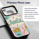 Cute French Fries Cartoon Snack Seamless Pattern Custom Name Protective Phone Case Mobile Cover Durable Everyday Smartphone Shock Resistant