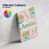 Personalised Name Cute French Fries Cartoon Custom  Bespoke Interior Contemporary Canvas Wall Art Print Decor Picture Ready to Hang