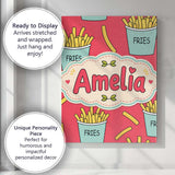 Personalised Name Cute French Fries Cartoon Custom  Bespoke Interior Contemporary Canvas Wall Art Print Decor Picture Ready to Hang