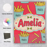 Personalised Name Cute French Fries Cartoon Custom  Bespoke Interior Contemporary Canvas Wall Art Print Decor Picture Ready to Hang