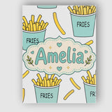 Personalised Name Cute French Fries Cartoon Custom  Bespoke Interior Contemporary Canvas Wall Art Print Decor Picture Ready to Hang