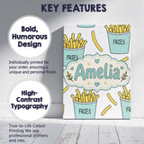 Personalised Name Cute French Fries Cartoon Custom  Bespoke Interior Contemporary Canvas Wall Art Print Decor Picture Ready to Hang