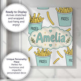 Personalised Name Cute French Fries Cartoon Custom  Bespoke Interior Contemporary Canvas Wall Art Print Decor Picture Ready to Hang