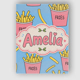 Personalised Name Cute French Fries Cartoon Custom  Bespoke Interior Contemporary Canvas Wall Art Print Decor Picture Ready to Hang