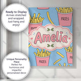 Personalised Name Cute French Fries Cartoon Custom  Bespoke Interior Contemporary Canvas Wall Art Print Decor Picture Ready to Hang