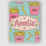 Personalised Name Cute French Fries Cartoon Custom  Bespoke Interior Contemporary Canvas Wall Art Print Decor Picture Ready to Hang