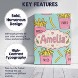 Personalised Name Cute French Fries Cartoon Custom  Bespoke Interior Contemporary Canvas Wall Art Print Decor Picture Ready to Hang
