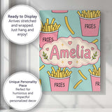 Personalised Name Cute French Fries Cartoon Custom  Bespoke Interior Contemporary Canvas Wall Art Print Decor Picture Ready to Hang