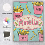 Personalised Name Cute French Fries Cartoon Custom  Bespoke Interior Contemporary Canvas Wall Art Print Decor Picture Ready to Hang