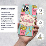 Cute French Fries Cartoon Snack Seamless Pattern Custom Name Protective Phone Case Mobile Cover Durable Everyday Smartphone Shock Resistant