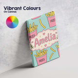 Personalised Name Cute French Fries Cartoon Custom  Bespoke Interior Contemporary Canvas Wall Art Print Decor Picture Ready to Hang