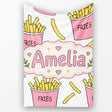 Cute French Fries Cartoon Snack Seamless Pattern Pink Cups Grey  Personalised Custom Name Super Soft Fleece Blanket Bed Sofa Throw