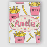 Personalised Name Cute French Fries Cartoon Custom  Bespoke Interior Contemporary Canvas Wall Art Print Decor Picture Ready to Hang