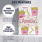 Personalised Name Cute French Fries Cartoon Custom  Bespoke Interior Contemporary Canvas Wall Art Print Decor Picture Ready to Hang
