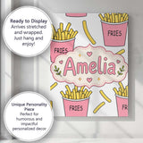 Personalised Name Cute French Fries Cartoon Custom  Bespoke Interior Contemporary Canvas Wall Art Print Decor Picture Ready to Hang