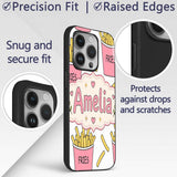 Cute French Fries Cartoon Snack Seamless Pattern Custom Name Protective Phone Case Mobile Cover Durable Everyday Smartphone Shock Resistant