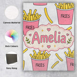 Personalised Name Cute French Fries Cartoon Custom  Bespoke Interior Contemporary Canvas Wall Art Print Decor Picture Ready to Hang