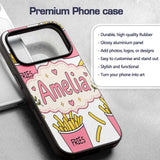 Cute French Fries Cartoon Snack Seamless Pattern Custom Name Protective Phone Case Mobile Cover Durable Everyday Smartphone Shock Resistant