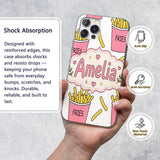 Cute French Fries Cartoon Snack Seamless Pattern Custom Name Protective Phone Case Mobile Cover Durable Everyday Smartphone Shock Resistant
