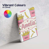 Personalised Name Cute French Fries Cartoon Custom  Bespoke Interior Contemporary Canvas Wall Art Print Decor Picture Ready to Hang