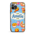 Cute Kawaii Fast Food Pizza Chicken Soda Blue Custom Name Protective Phone Case Mobile Cover Durable Everyday Smartphone Shock Resistant