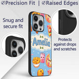 Cute Kawaii Fast Food Pizza Chicken Soda Blue Custom Name Protective Phone Case Mobile Cover Durable Everyday Smartphone Shock Resistant
